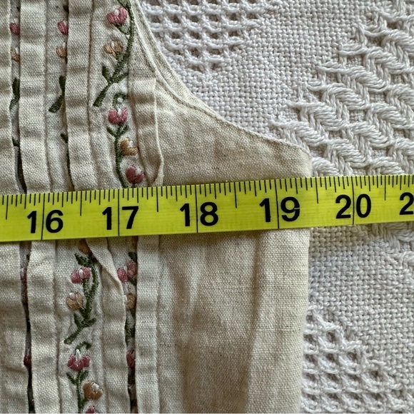 VTG Y2K Tantrums Embroidered Floral Linen Cotton Vest-M-Cottagecore Boho Soft - Picture 10 of 10